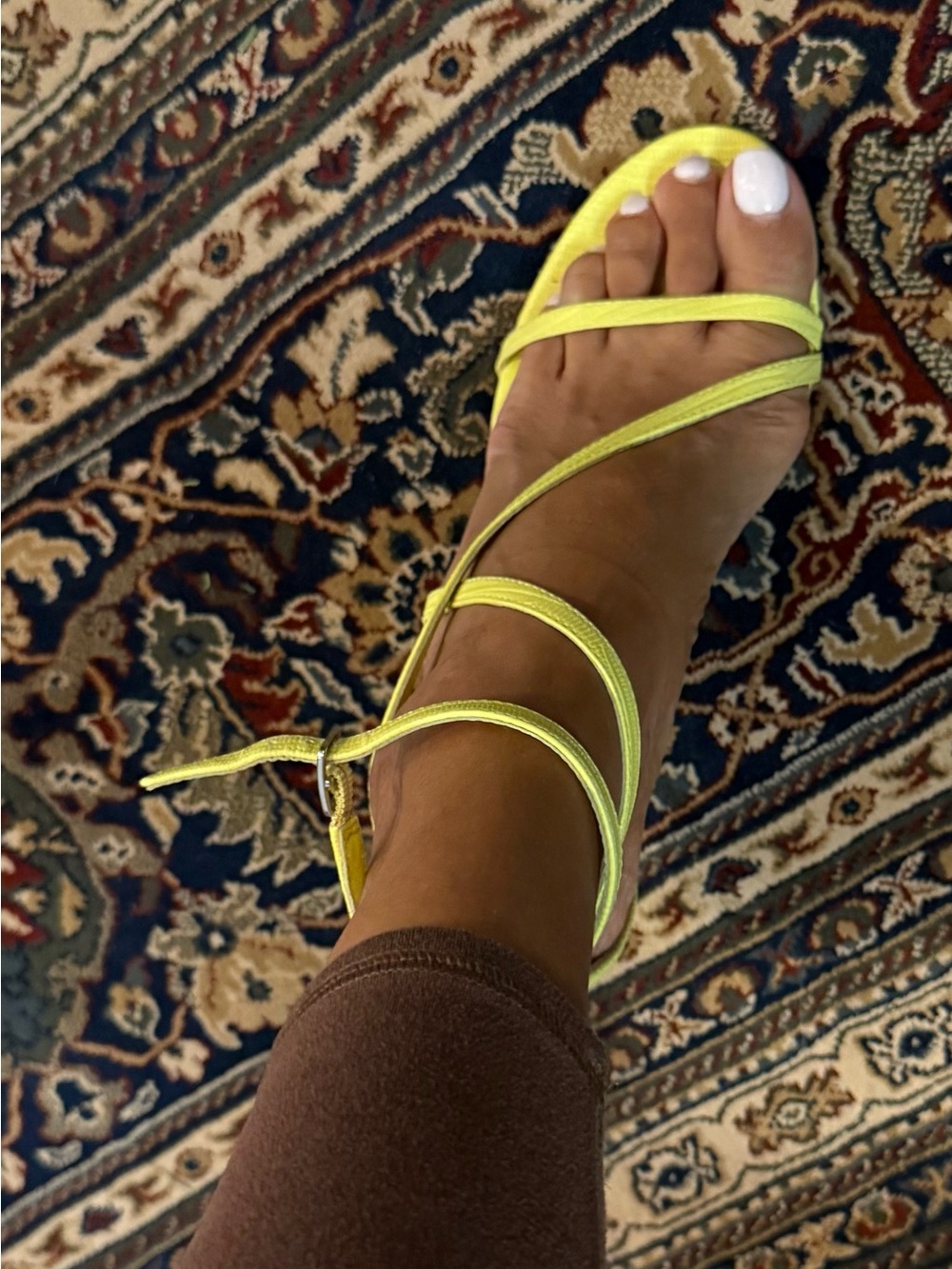 Alice + Olivia Neon Yellow Strappy Heel Sandal